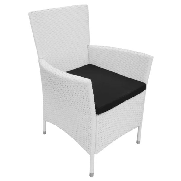 Set Da Pranzo Da Giardino 5 Pz In Polyrattan Bianco Crema - Image 6