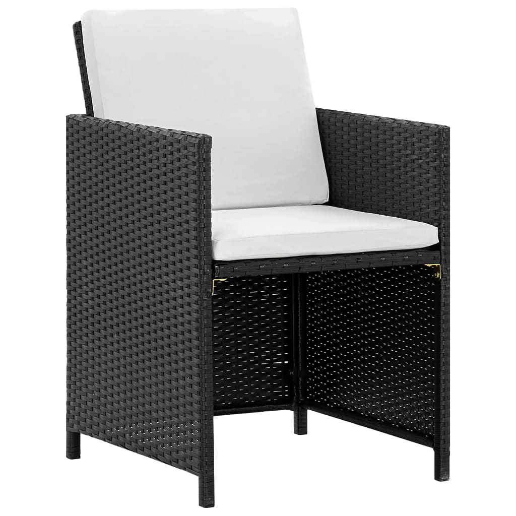 Set Da Pranzo Da Giardino 13 Pz Con Cuscini In Polyrattan Nero - Image 3