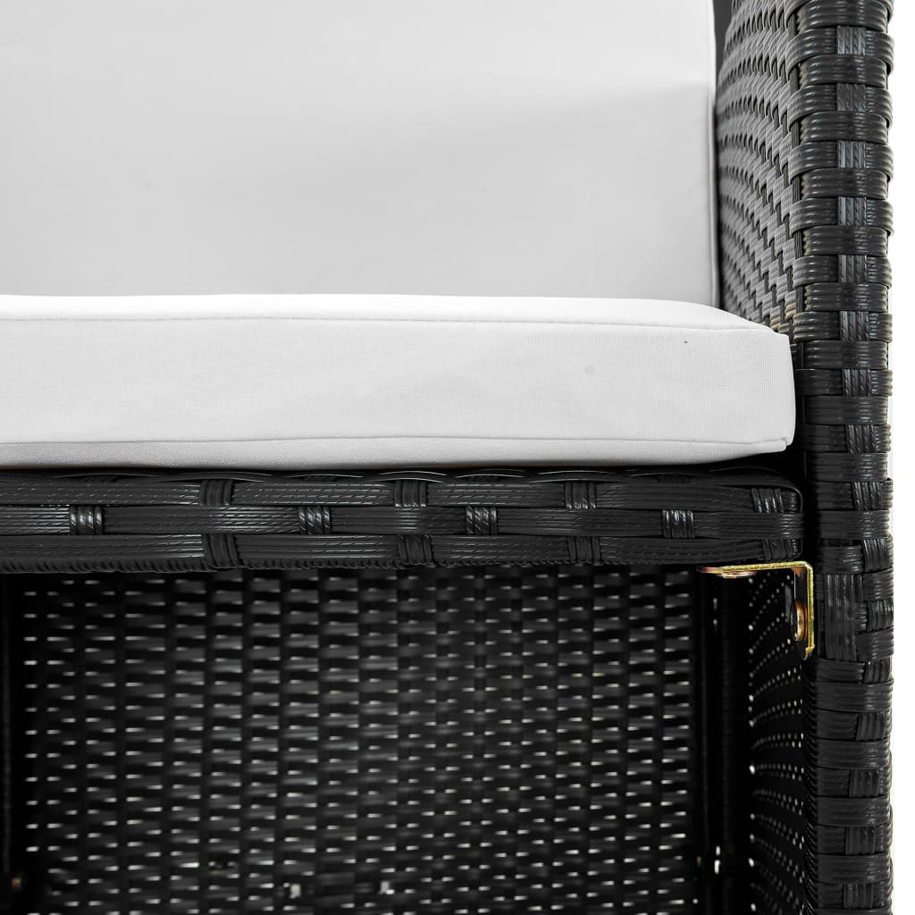 Set Da Pranzo Da Giardino 13 Pz Con Cuscini In Polyrattan Nero - Image 4