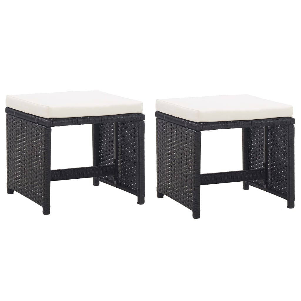 Set Da Pranzo Da Giardino 13 Pz Con Cuscini In Polyrattan Nero - Image 5