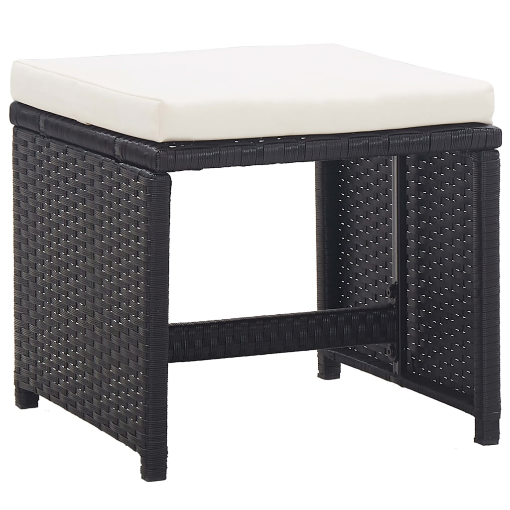 Set Da Pranzo Da Giardino 13 Pz Con Cuscini In Polyrattan Nero - Image 6
