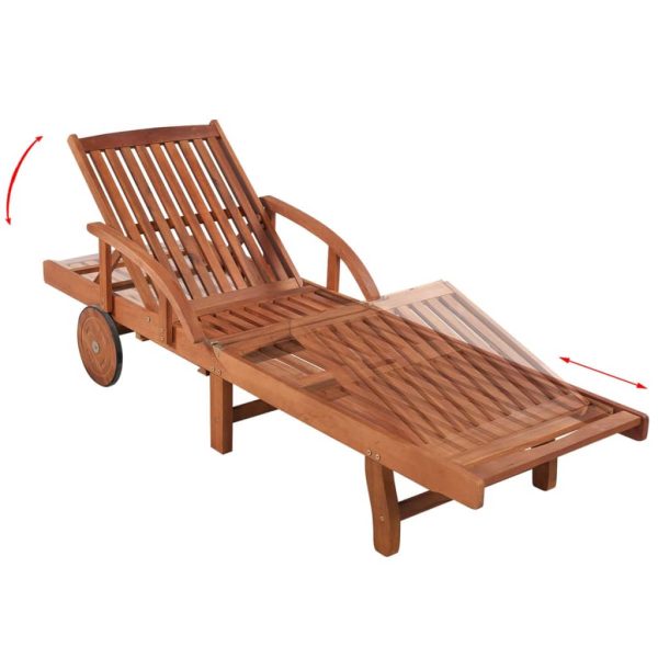Lettino Prendisole Con Tavolo In Legno Massello Di Acacia - Image 4