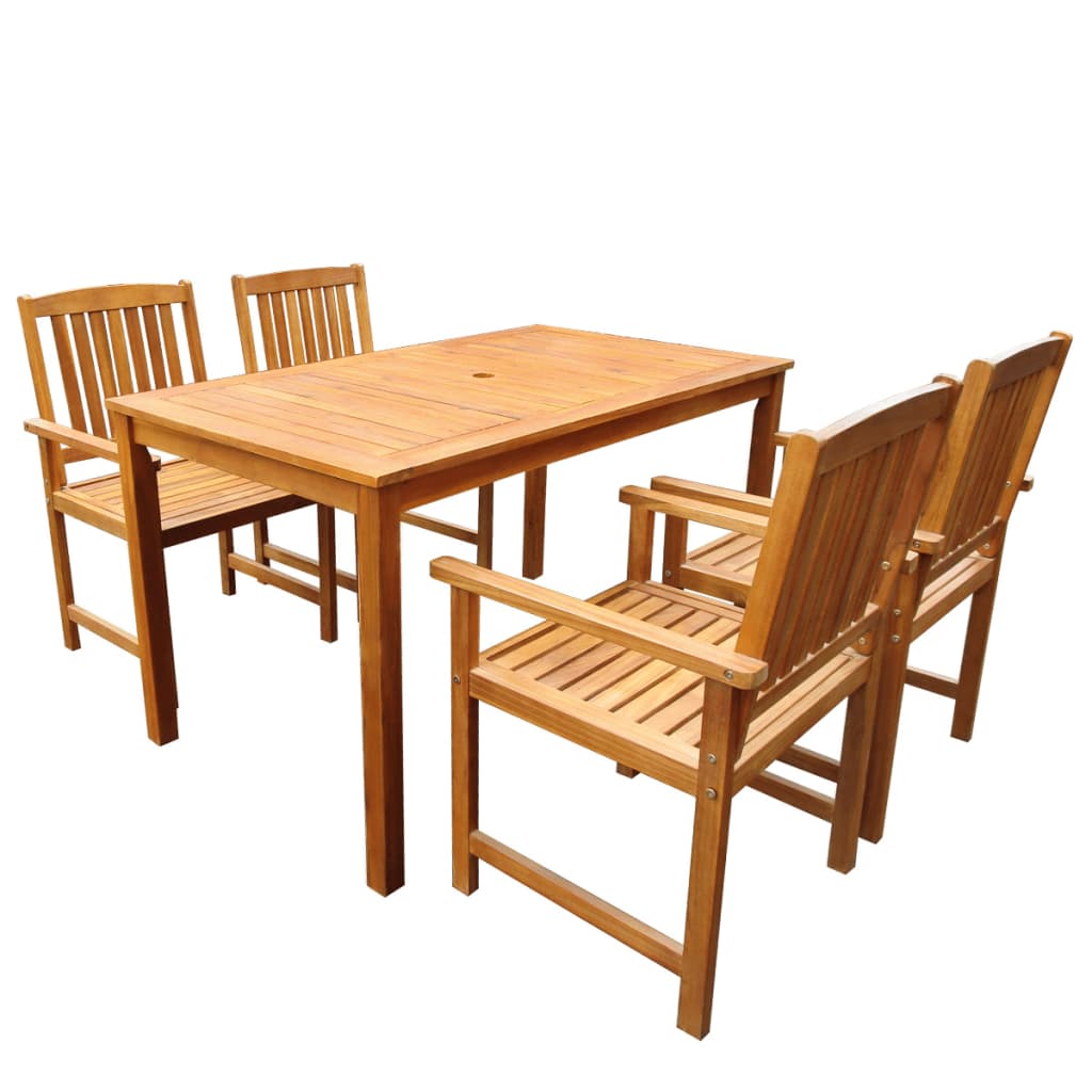 Set Da Pranzo Da Giardino 5 Pz In Legno Massello Di Acacia