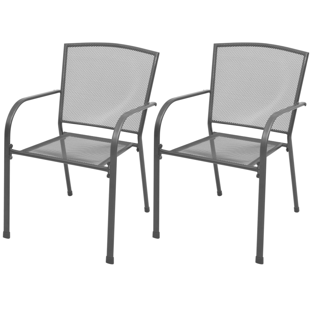 Sedie Da Giardino Impilabili 2 Pz In Acciaio Grigio