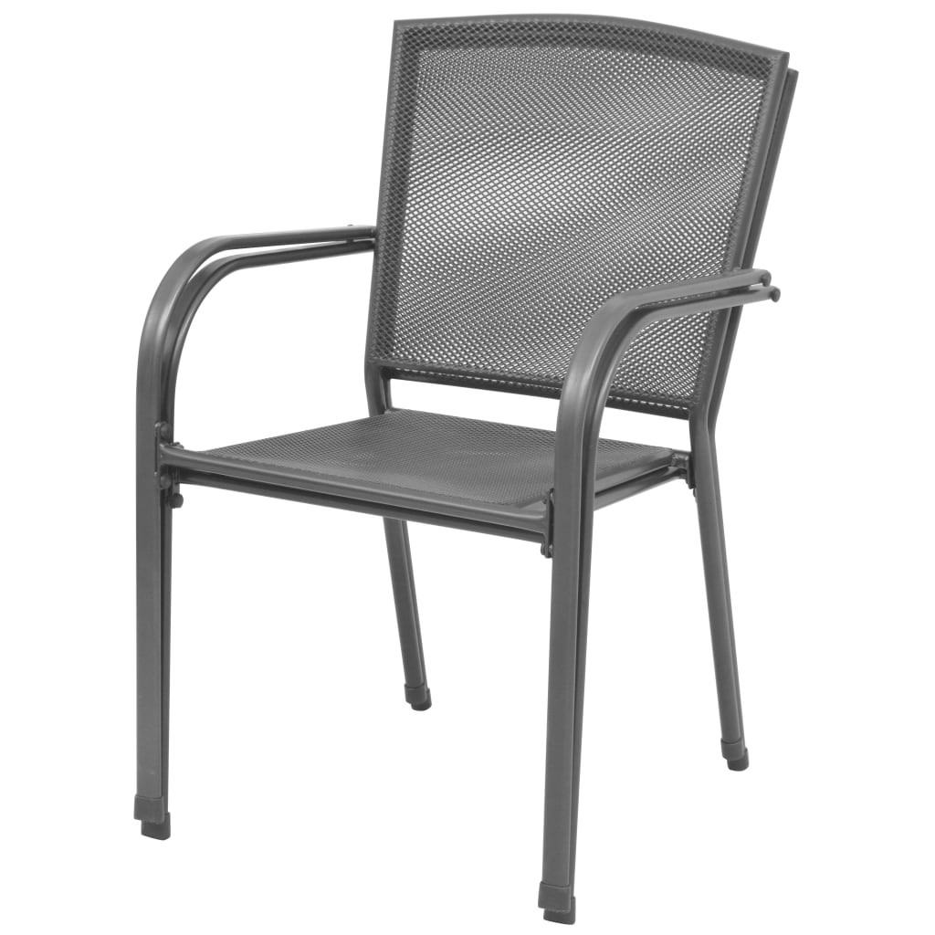 Sedie Da Giardino Impilabili 2 Pz In Acciaio Grigio - Image 3