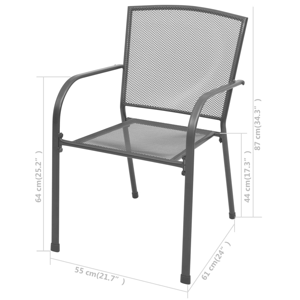 Sedie Da Giardino Impilabili 2 Pz In Acciaio Grigio - Image 6