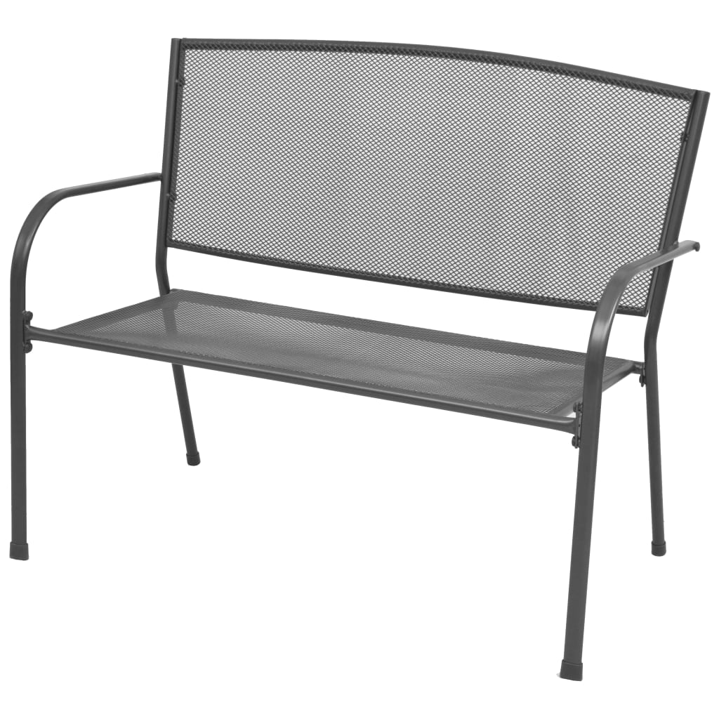 Panchina Da Giardino 108 Cm Acciaio E Rete Antracite