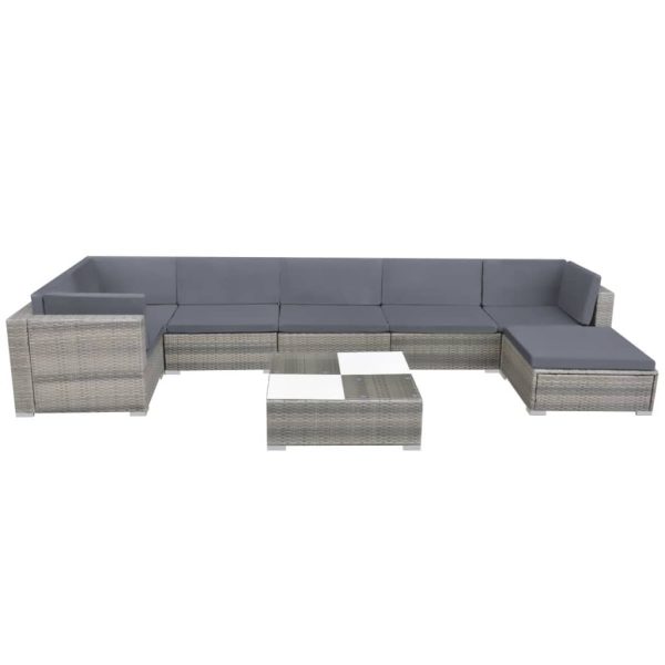 Set Divani Da Giardino 8 Pz Con Cuscini In Polyrattan Grigio - Image 2