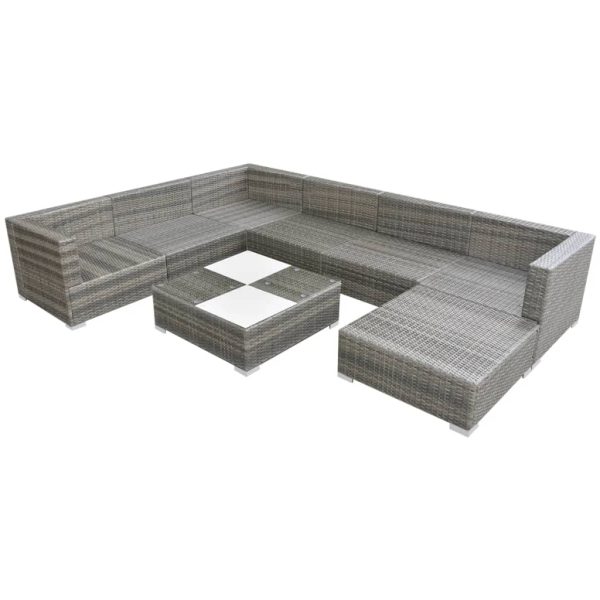 Set Divani Da Giardino 8 Pz Con Cuscini In Polyrattan Grigio - Image 3