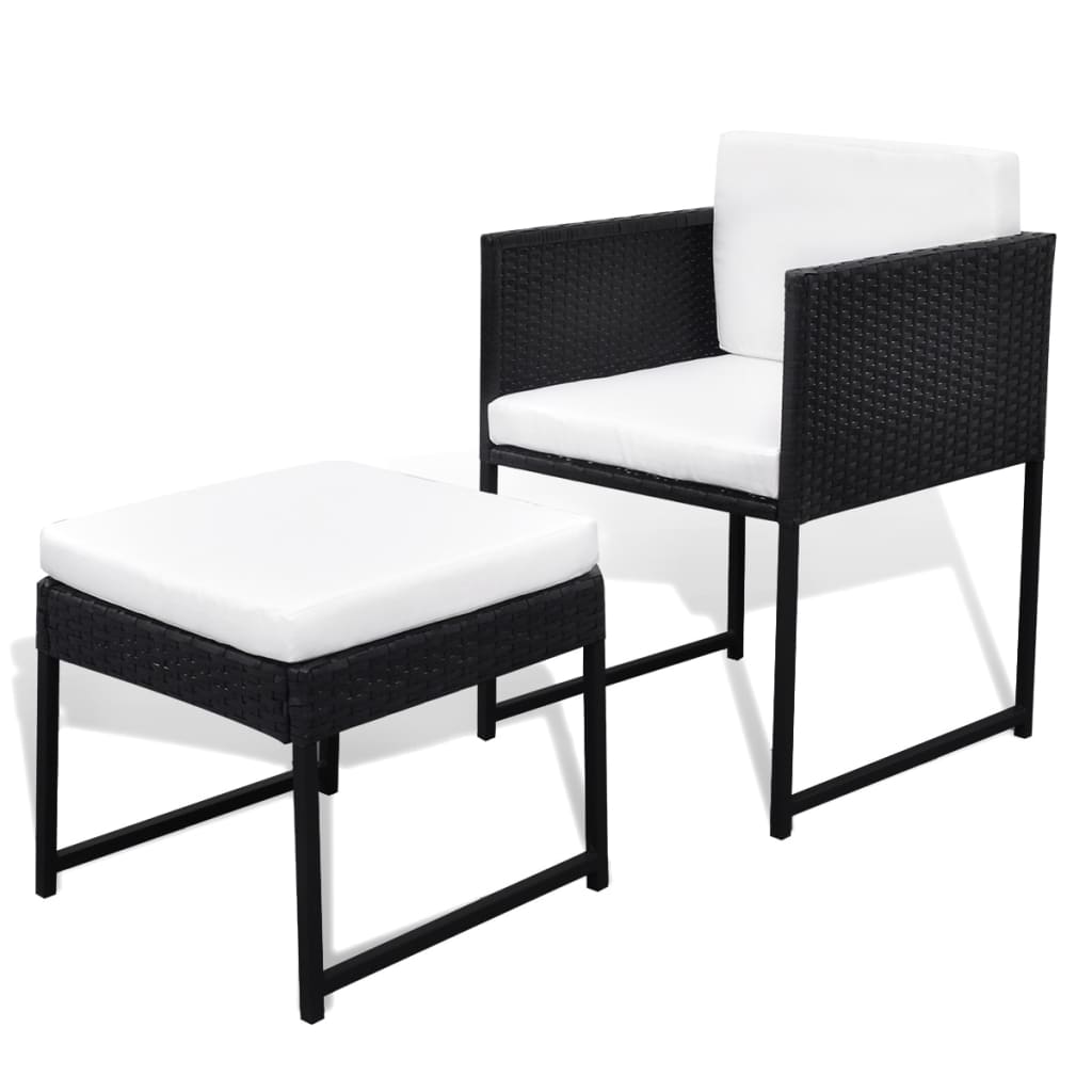 Set Da Pranzo Da Giardino 9 Pz Con Cuscini In Polyrattan Nero - Image 6