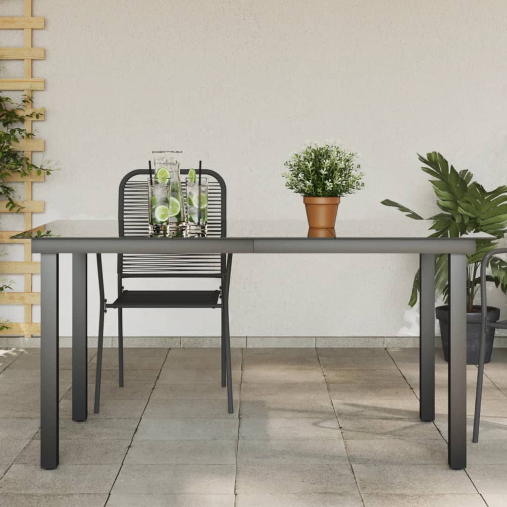 Tavolo Da Giardino Nero 150x90x74 Cm In Alluminio E Vetro