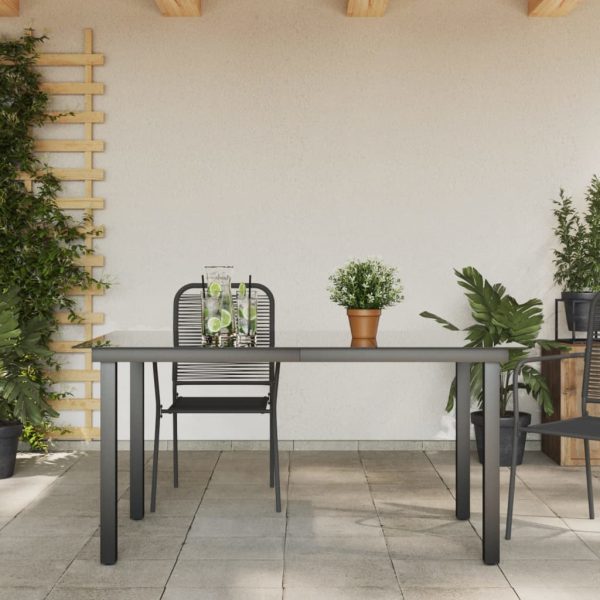 Tavolo Da Giardino Nero 150x90x74 Cm In Alluminio E Vetro - Image 3