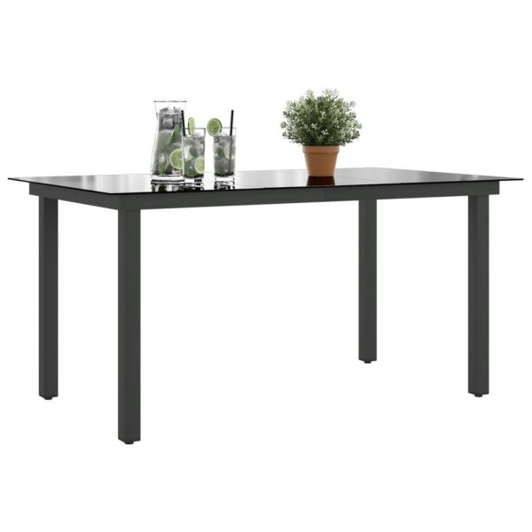 Tavolo Da Giardino Nero 150x90x74 Cm In Alluminio E Vetro - Image 4