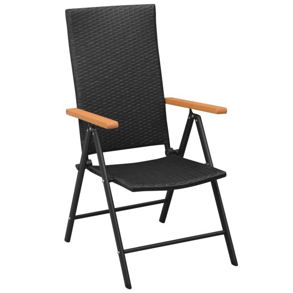 Sedie Da Giardino Impilabili 2 Pz In Polyrattan Nere - Image 2