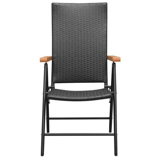Sedie Da Giardino Impilabili 2 Pz In Polyrattan Nere - Image 3