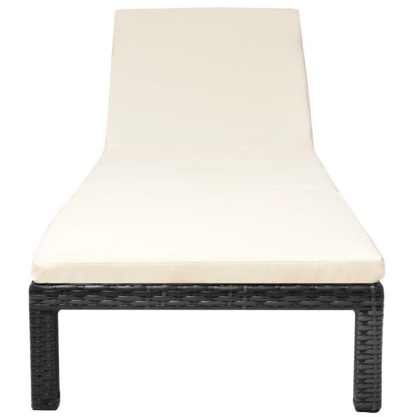 Lettino Prendisole Con Cuscino In Polyrattan Nero - Image 3