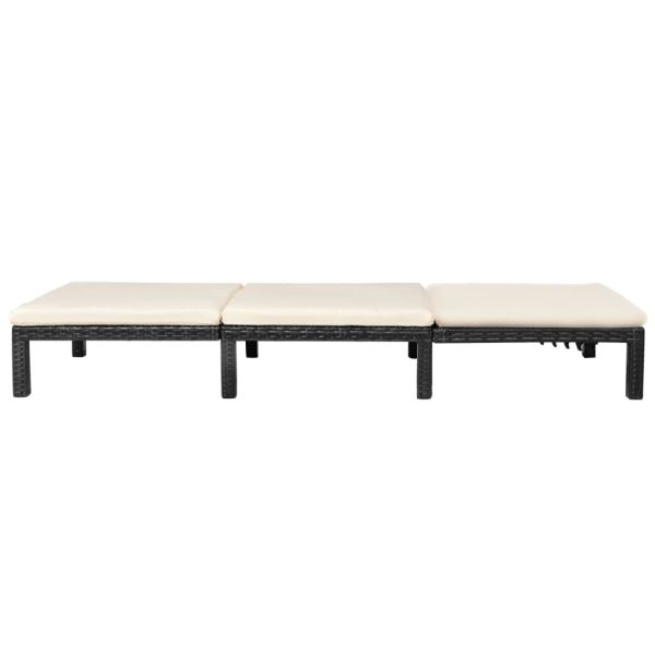Lettino Prendisole Con Cuscino In Polyrattan Nero - Image 5