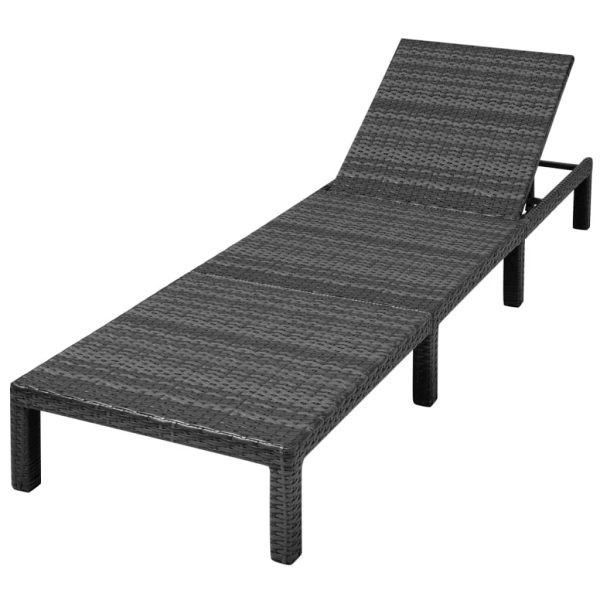 Lettino Prendisole Con Cuscino In Polyrattan Nero - Image 6
