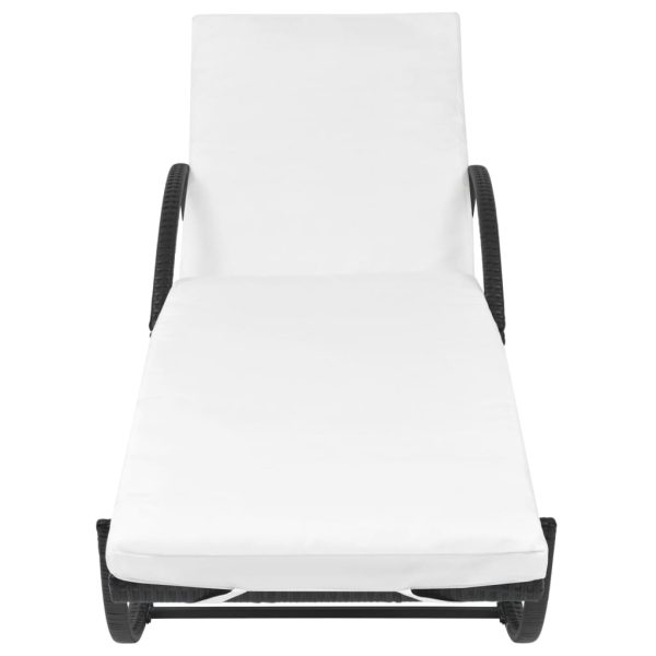 Lettino Prendisole Con Cuscino E Tavolo In Polyrattan Nero - Image 4