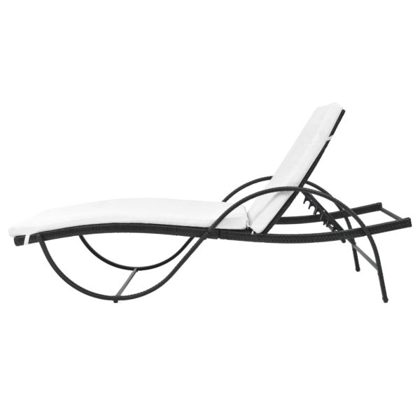 Lettino Prendisole Con Cuscino E Tavolo In Polyrattan Nero - Image 6
