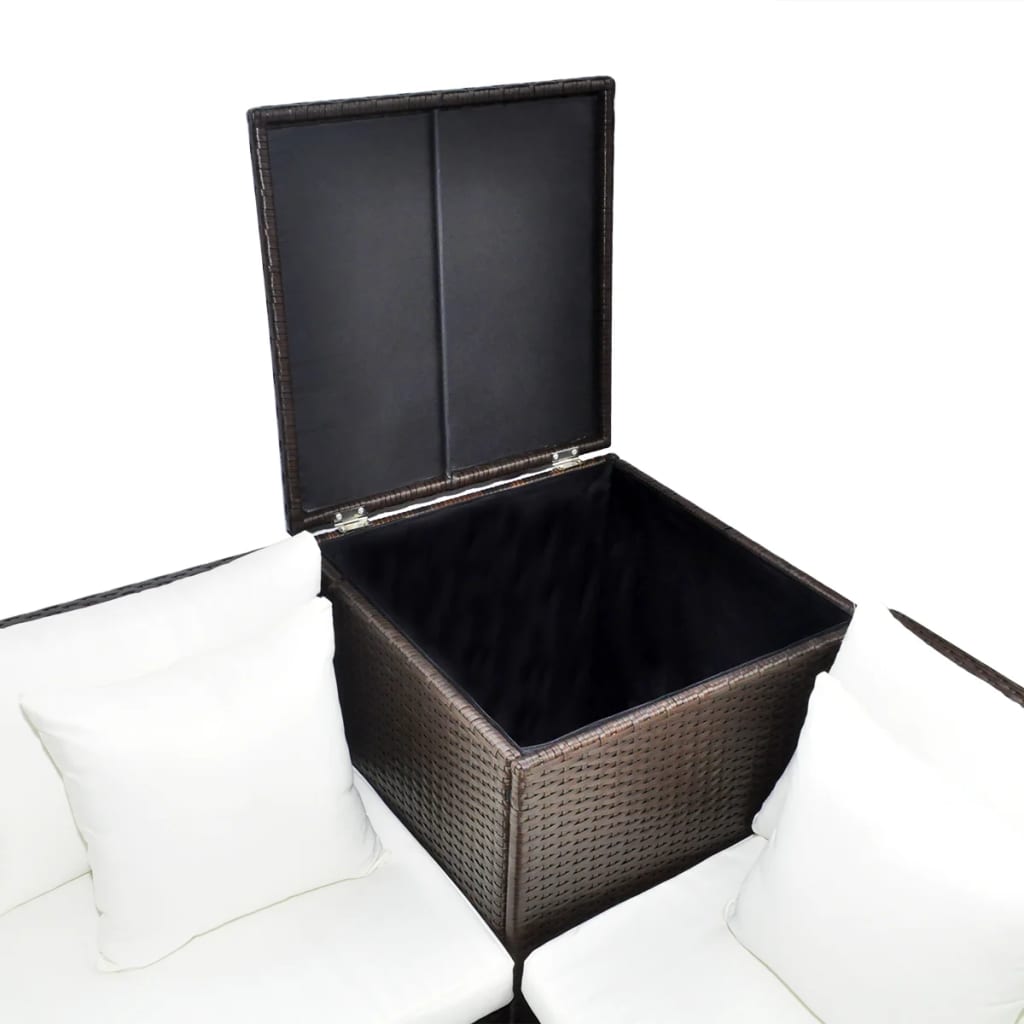 Set Divani Da Giardino 4 Pz Con Cuscini In Polyrattan Marrone - Image 4