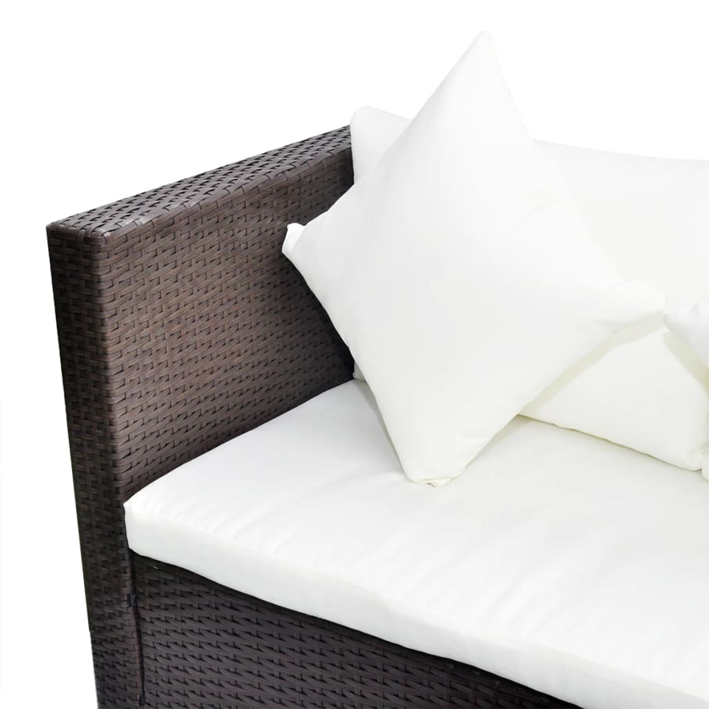 Set Divani Da Giardino 4 Pz Con Cuscini In Polyrattan Marrone - Image 5