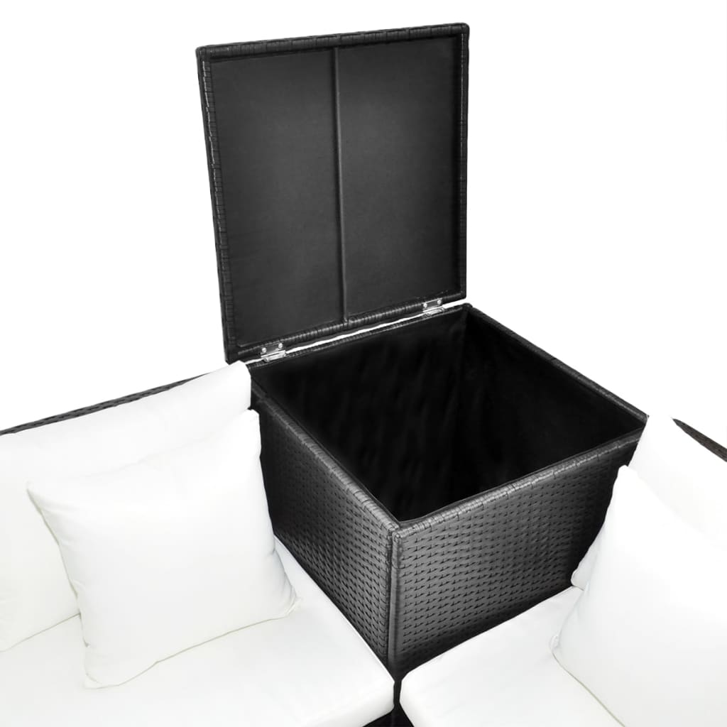 Set Divani Da Giardino 4 Pz Con Cuscini In Polyrattan Nero - Image 4