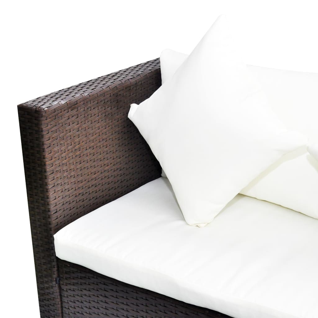 Set Divani Da Giardino 4 Pz Con Cuscini In Polyrattan Marrone - Image 3