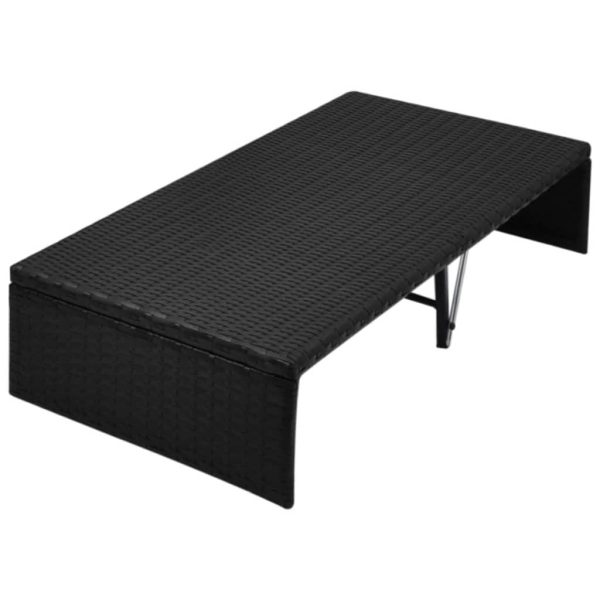 Lettino Da Giardino Con Tetto Nero 190x130 Cm In Polyrattan - Image 6