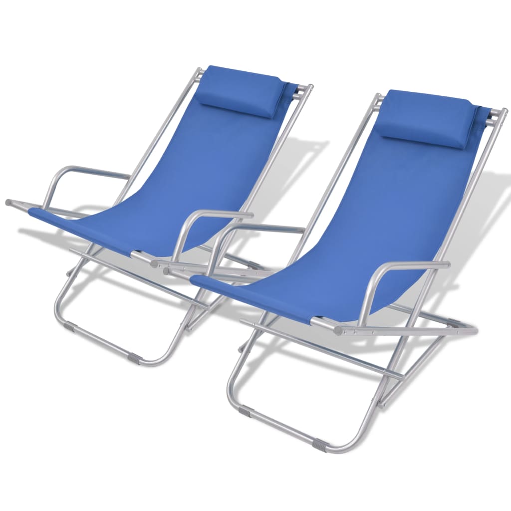 Sedie A Sdraio Reclinabili 2 Pz In Acciaio Blu