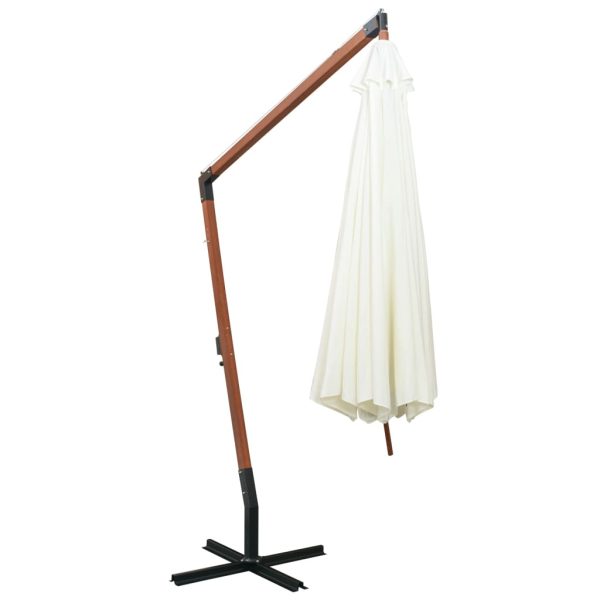 Ombrellone Pensile 350 Cm Palo In Legno Bianco - Image 4