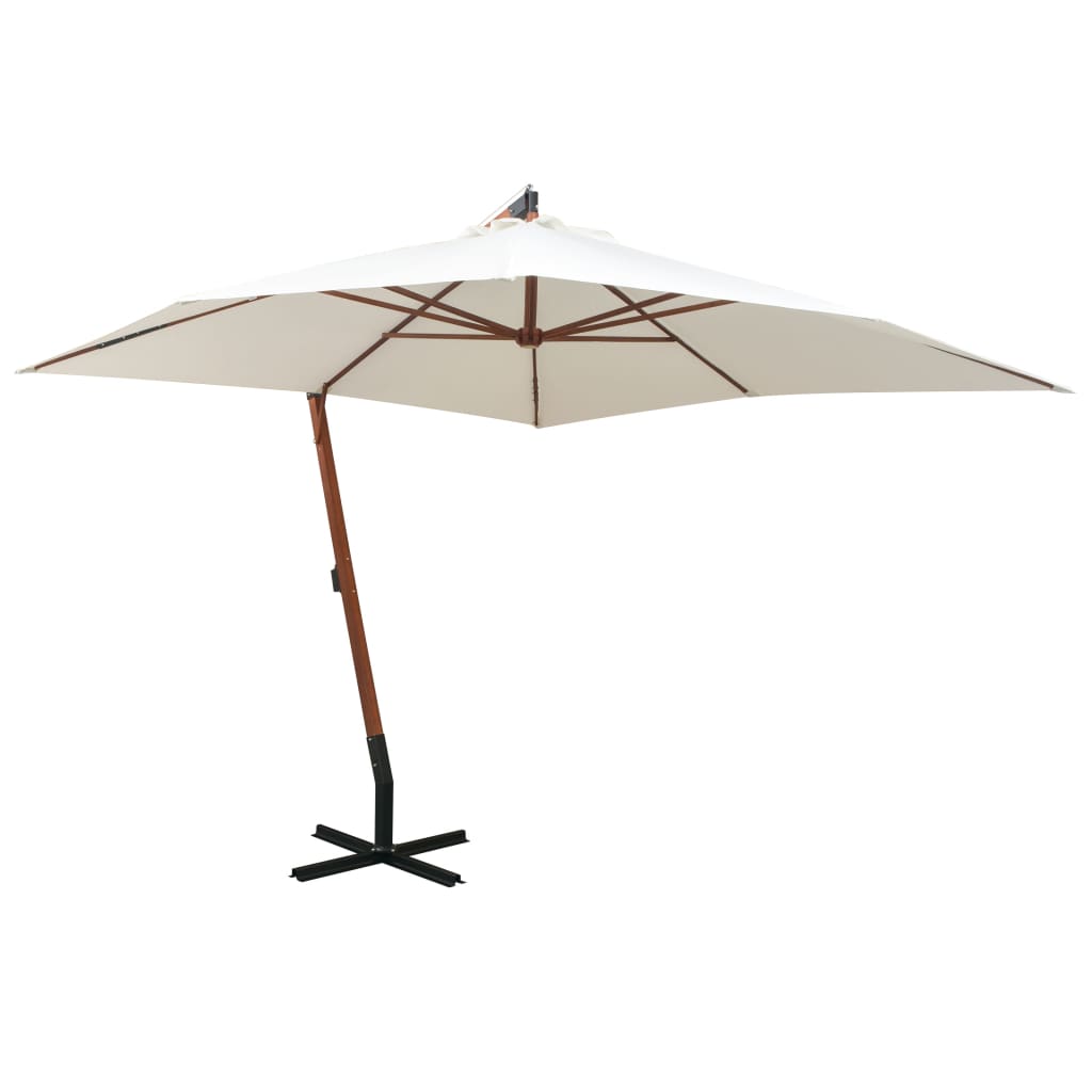 Ombrellone Pensile 300x300 Cm Palo In Legno Bianco