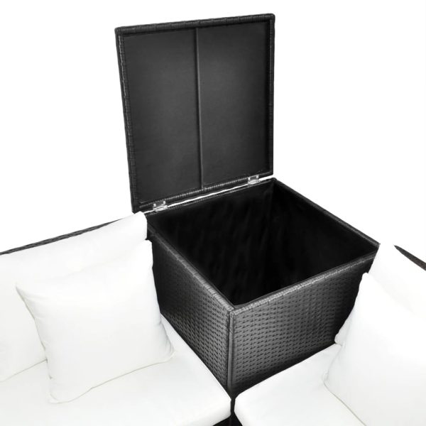 Set Divani Da Giardino 4 Pz Con Cuscini In Polyrattan Nero - Image 4