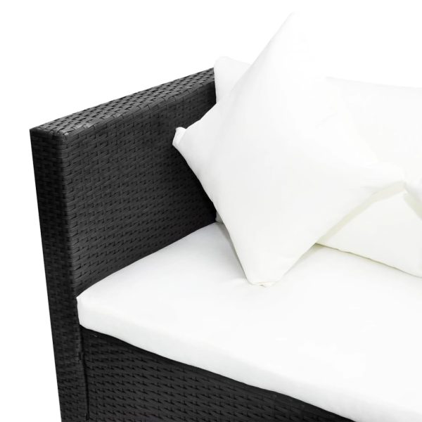 Set Divani Da Giardino 4 Pz Con Cuscini In Polyrattan Nero - Image 5