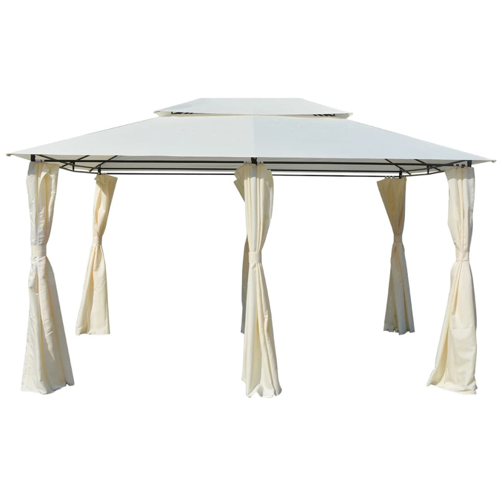 Gazebo Da Giardino Con Tende 4x3 M Bianco