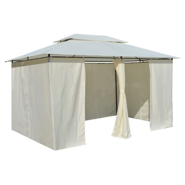 Gazebo Da Giardino Con Tende 4x3 M Bianco - Image 4