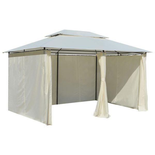 Gazebo Da Giardino Con Tende 4x3 M Bianco - Image 5