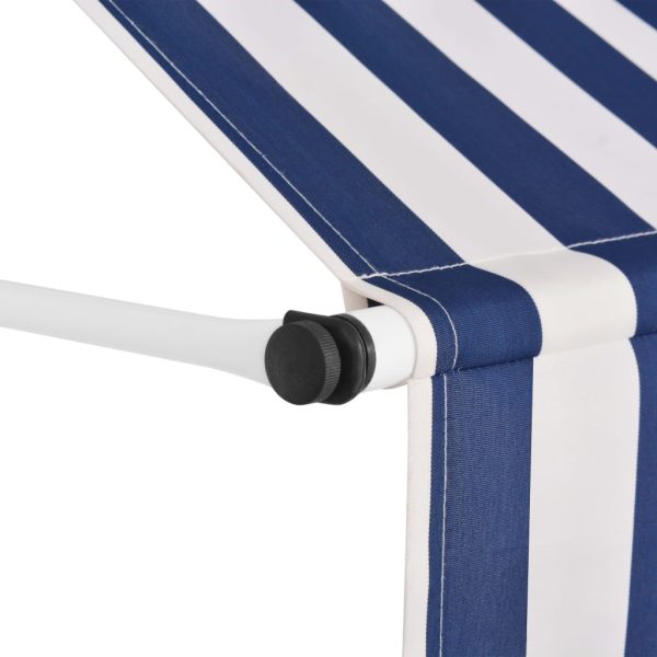 Tenda Da Sole Retrattile Manuale 250 Cm A Strisce Blu E Bianche - Image 3