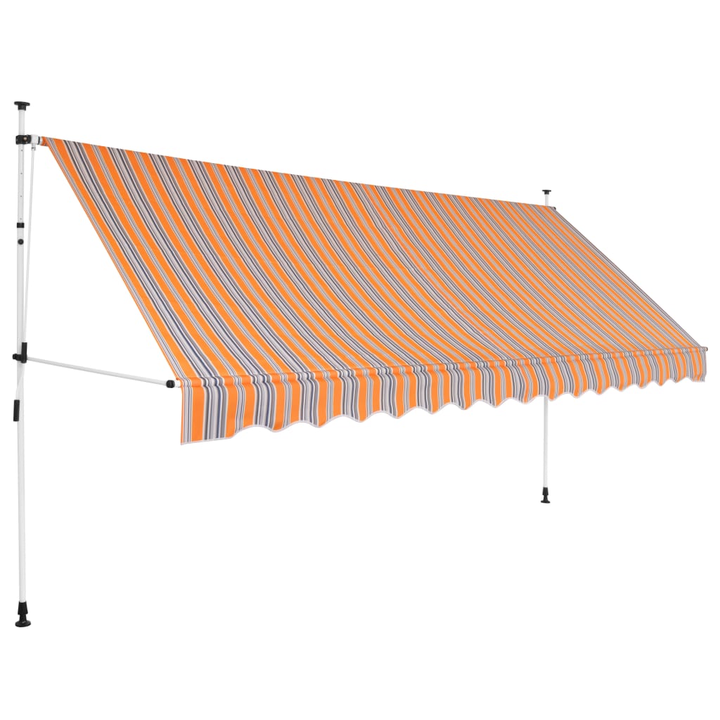 Tenda Da Sole Retrattile Manuale 350 Cm A Strisce Blu E Gialle