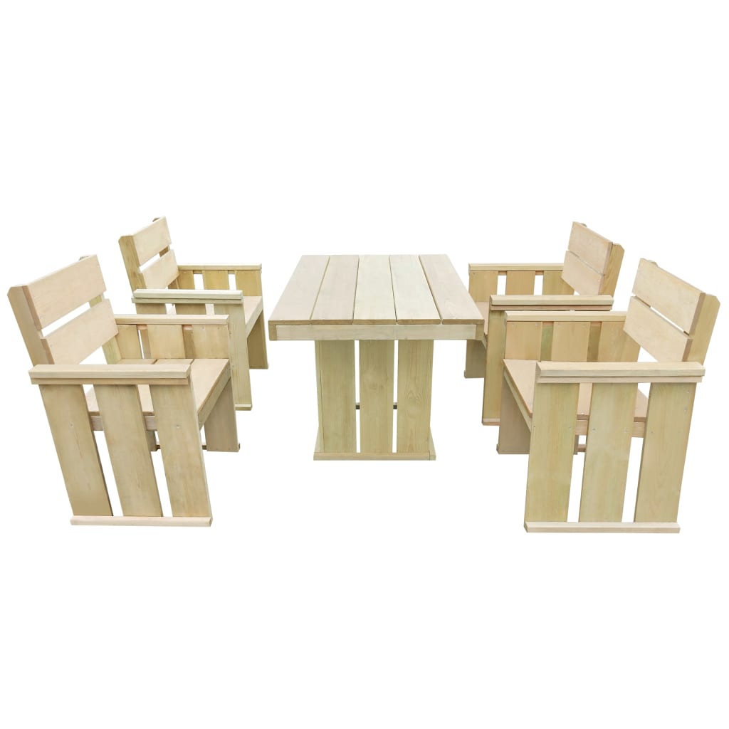 Set Da Pranzo Da Giardino 5 Pz In Legno Di Pino Impregnato