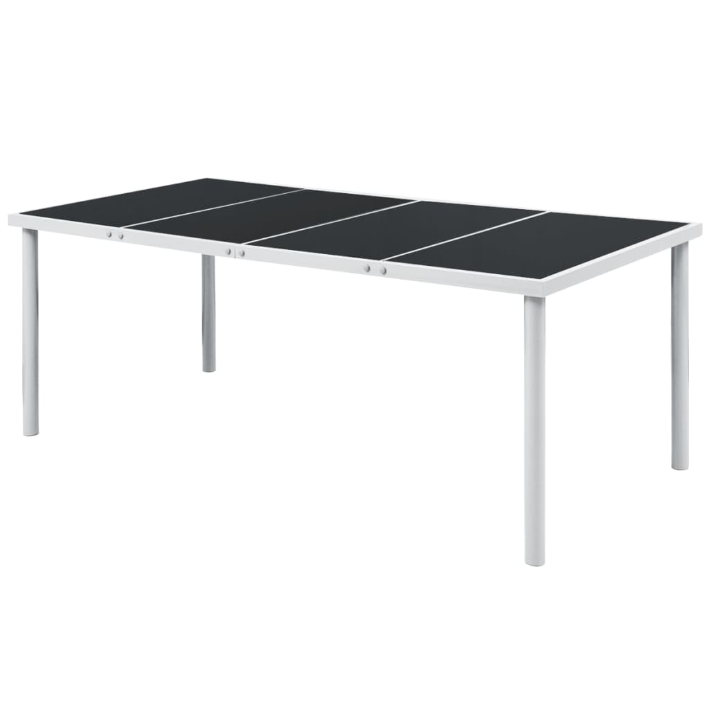 Tavolo Da Giardino 190x90x74 Cm Nero In Acciaio