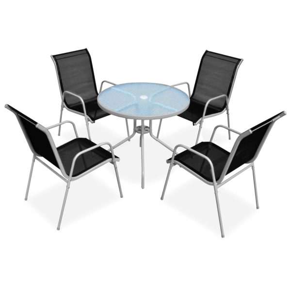 Set Da Pranzo Da Esterno 5 Pz In Acciaio Nero