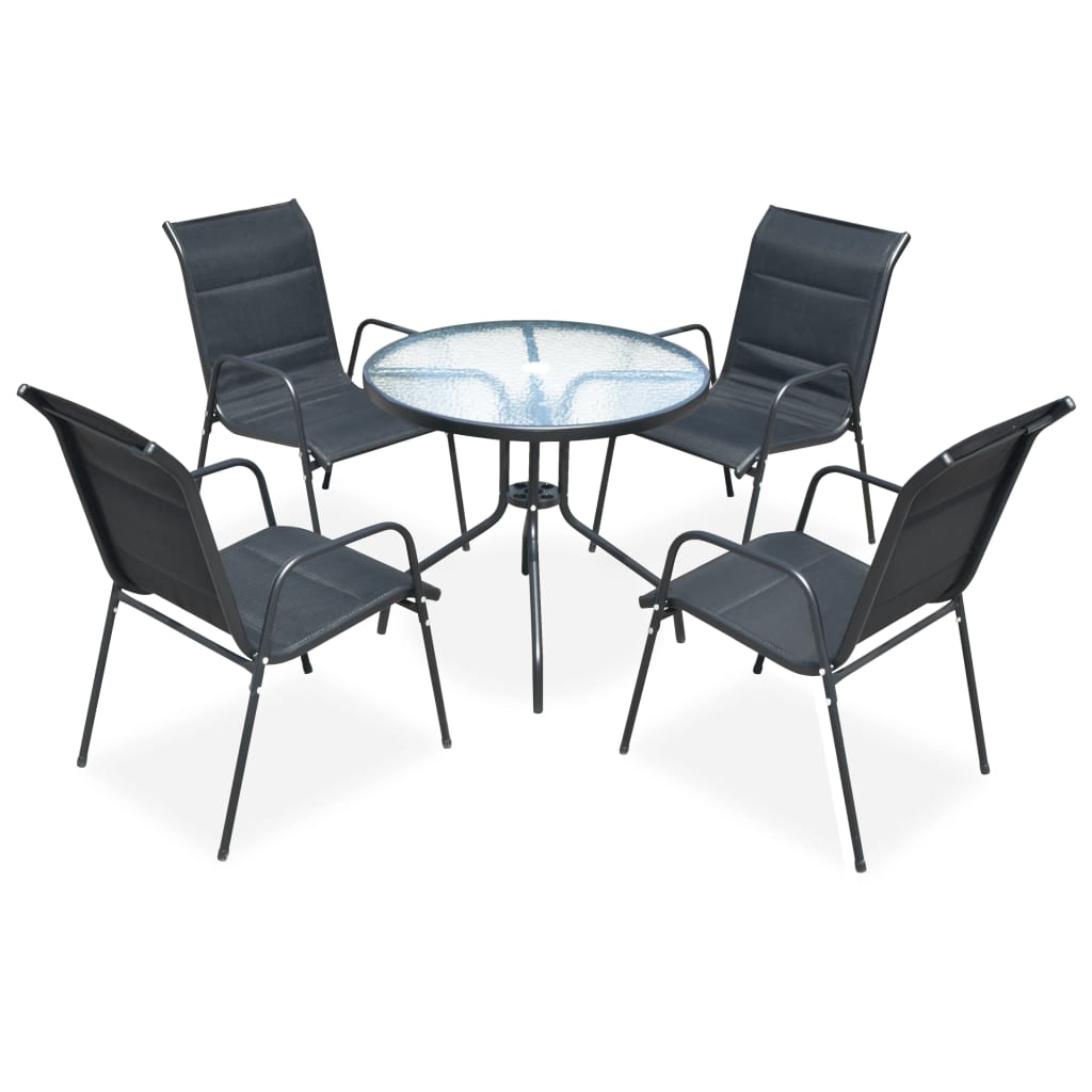 Set Da Pranzo Da Esterno 5 Pz In Acciaio Nero
