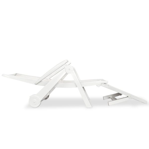 Lettino Prendisole Con Poggiapiedi In Plastica Bianco - Image 3