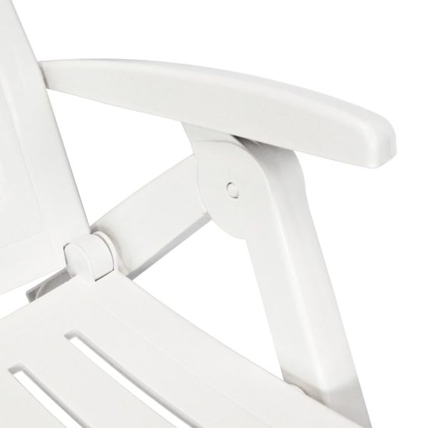 Lettino Prendisole Con Poggiapiedi In Plastica Bianco - Image 4
