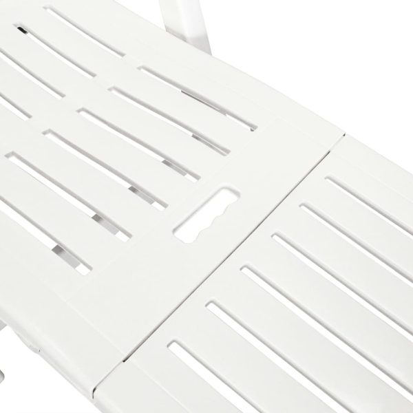 Lettino Prendisole Con Poggiapiedi In Plastica Bianco - Image 5