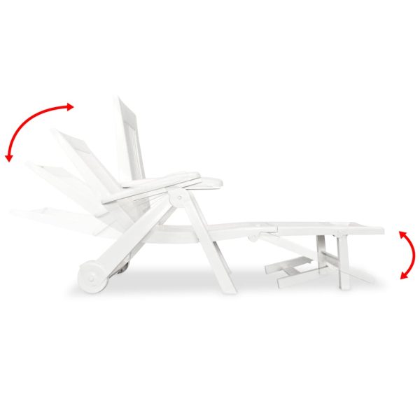 Lettino Prendisole Con Poggiapiedi In Plastica Bianco - Image 6