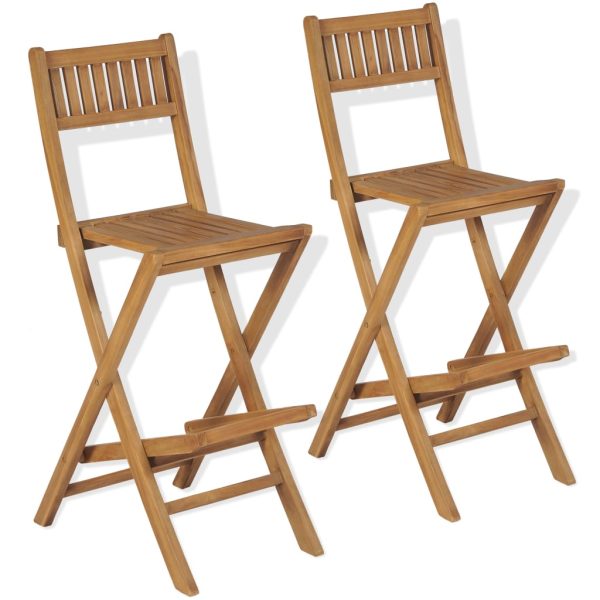 Sgabelli Da Bar Da Esterno Pieghevoli 2 Pz In Massello Di Teak