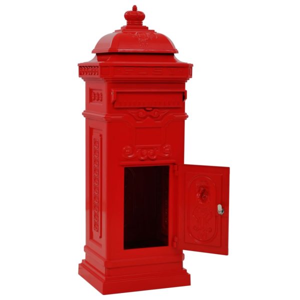 Cassetta Della Posta In Alluminio Inossidabile Vintage Rossa - Image 4