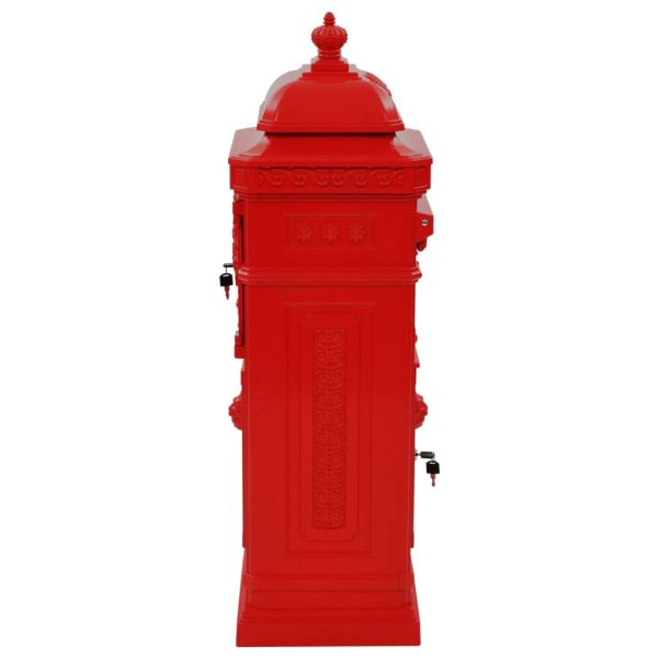 Cassetta Della Posta In Alluminio Inossidabile Vintage Rossa - Image 6